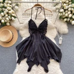 Robe mi-longue en soie noire