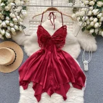 Robe mi-longue rouge soie