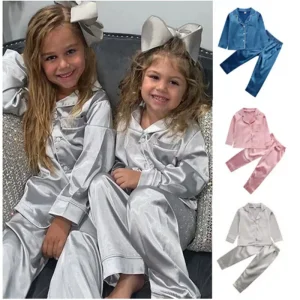 Pyjama en satin de soie pour enfant, garçon et fille