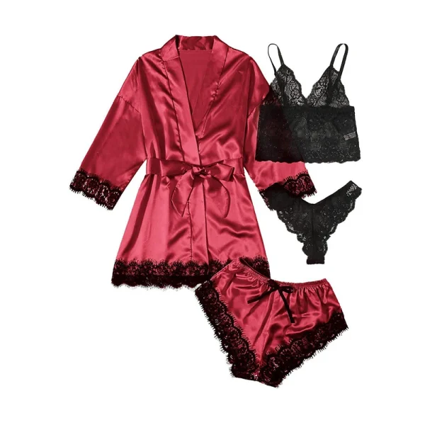 Pyjama en soie rouge